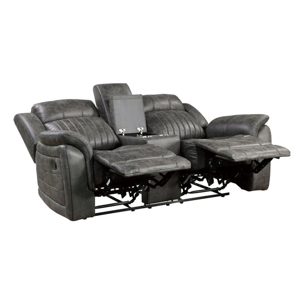 English Elm Classic Microfiber Reclining Loveseat with Console Storage Tufted Transitional Seating B011P168815