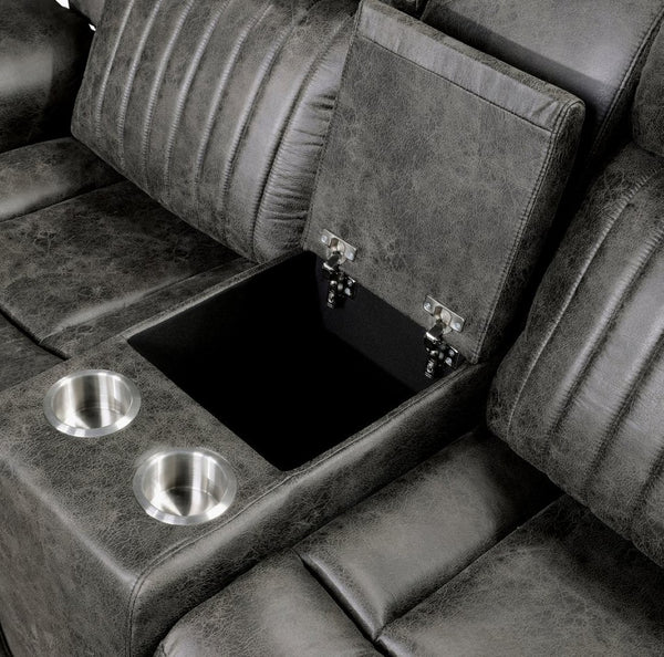 English Elm Classic Microfiber Reclining Loveseat with Console Storage Tufted Transitional Seating B011P168815