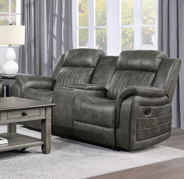 English Elm Classic Microfiber Reclining Loveseat with Console Storage Tufted Transitional Seating B011P168815