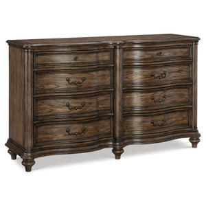 English Elm Traditional 8 Drawer Dresser White Oak Veneer Bronze Hardware Formal Bedroom Storage B011P173067