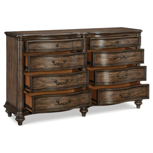 English Elm Traditional 8 Drawer Dresser White Oak Veneer Bronze Hardware Formal Bedroom Storage B011P173067
