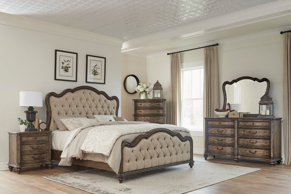 English Elm Traditional 8 Drawer Dresser White Oak Veneer Bronze Hardware Formal Bedroom Storage B011P173067