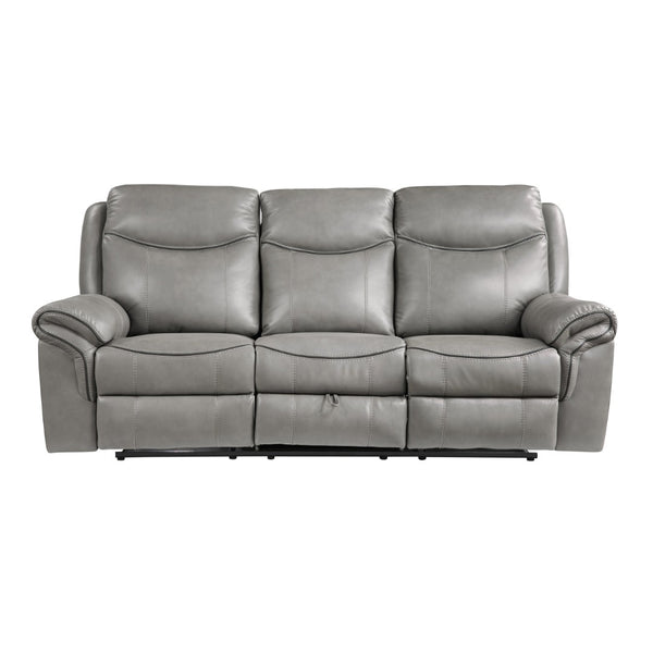 English Elm Gray Faux Leather Double Reclining Sofa with Usb Charging and Hidden Storage Drawer B011P183625
