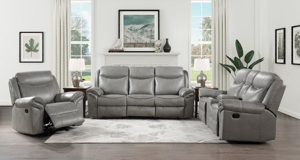 English Elm Gray Faux Leather Double Reclining Sofa with Usb Charging and Hidden Storage Drawer B011P183625