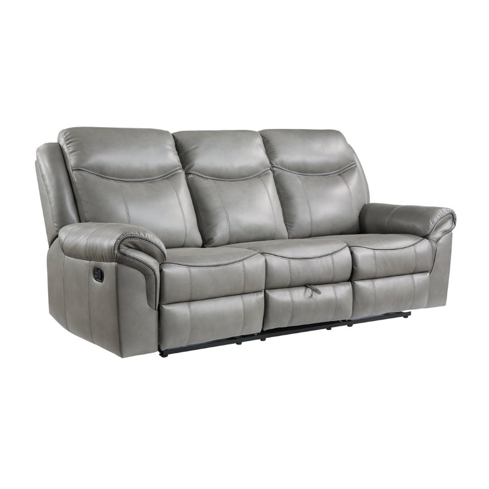 English Elm Gray Faux Leather Double Reclining Sofa with Usb Charging and Hidden Storage Drawer B011P183625