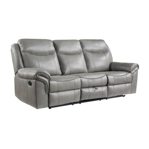 English Elm Gray Faux Leather Double Reclining Sofa with Usb Charging and Hidden Storage Drawer B011P183625