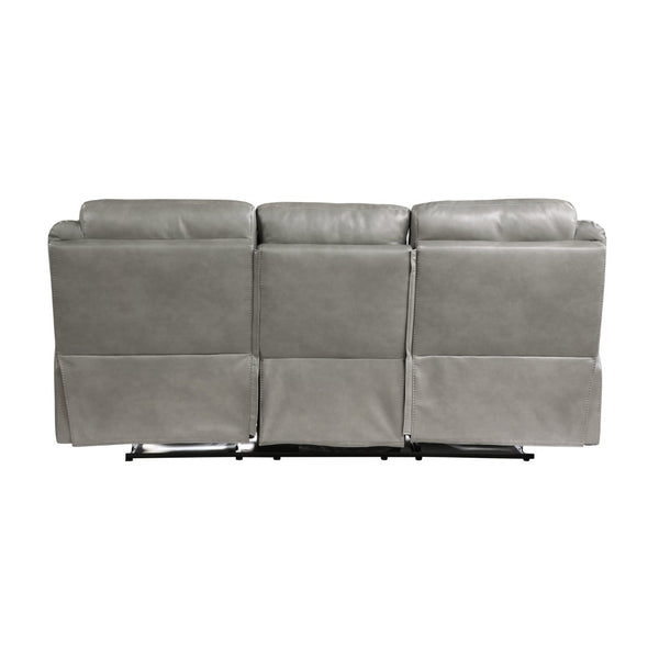 English Elm Gray Faux Leather Double Reclining Sofa with Usb Charging and Hidden Storage Drawer B011P183625