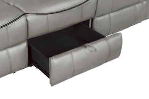 English Elm Gray Faux Leather Double Reclining Sofa with Usb Charging and Hidden Storage Drawer B011P183625