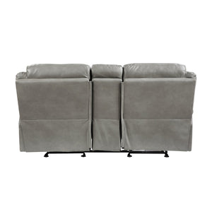 English Elm Gray Faux Leather Glider Reclining Loveseat with Console Usb Ports Plush Seating B011P183628