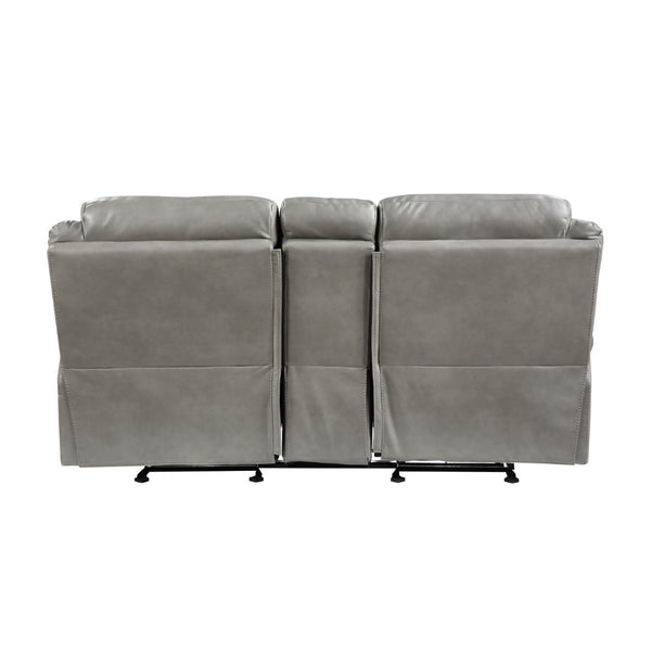 English Elm Gray Faux Leather Glider Reclining Loveseat with Console Usb Ports Plush Seating B011P183628