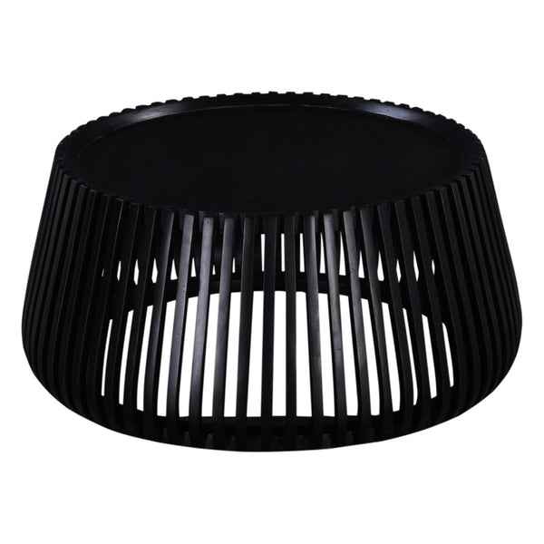 English Elm Contemporary Solid Mango Wood Round Coffee Table Matte Black Drum Silhouette Living Room B011P217881