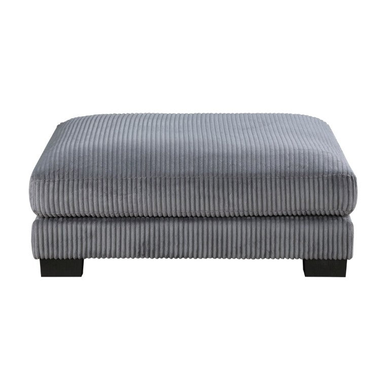 English Elm 1Pc Gray Corduroy Square Ottoman Plush Foam Pocket Coil Seat Modular Living Room B011P220982