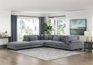 English Elm 1Pc Gray Corduroy Square Ottoman Plush Foam Pocket Coil Seat Modular Living Room B011P220982
