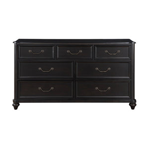 English Elm Charcoal Brown Traditional 7 Drawer Dresser Birch Veneer Pewter Hardware Bedroom B011P225165
