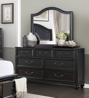 English Elm Charcoal Brown Traditional 7 Drawer Dresser Birch Veneer Pewter Hardware Bedroom B011P225165