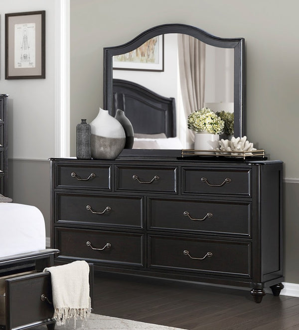English Elm Charcoal Brown Traditional 7 Drawer Dresser Birch Veneer Pewter Hardware Bedroom B011P225165
