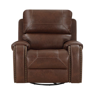 English Elm Swivel Glider Recliner with Nailhead Trim Faux Leather Pocket Coil Comfort Chair B011P228563