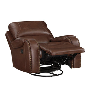 English Elm Swivel Glider Recliner with Nailhead Trim Faux Leather Pocket Coil Comfort Chair B011P228563
