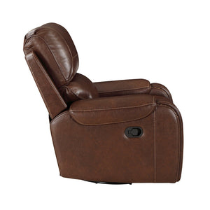 English Elm Swivel Glider Recliner with Nailhead Trim Faux Leather Pocket Coil Comfort Chair B011P228563