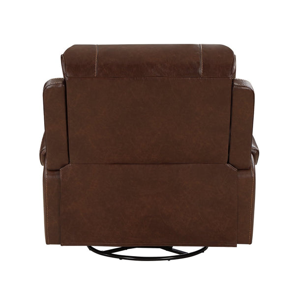 English Elm Swivel Glider Recliner with Nailhead Trim Faux Leather Pocket Coil Comfort Chair B011P228563