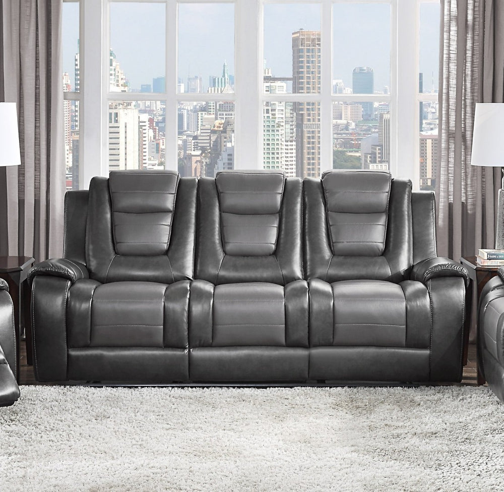 English Elm Modern Faux Leather Reclining Sofa with Fold-down Console and Dual Manual Recliners B011P228951