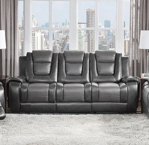 English Elm Modern Faux Leather Reclining Sofa with Fold-down Console and Dual Manual Recliners B011P228951
