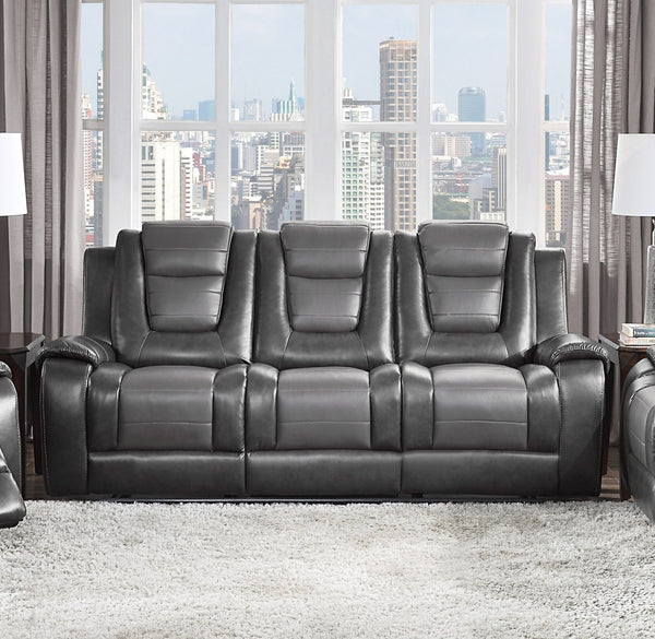 English Elm Modern Faux Leather Reclining Sofa with Fold-down Console and Dual Manual Recliners B011P228951