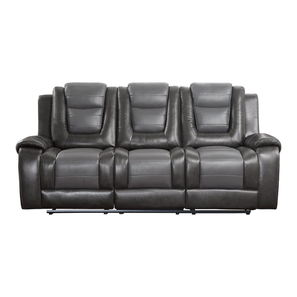 English Elm Modern Faux Leather Reclining Sofa with Fold-down Console and Dual Manual Recliners B011P228951