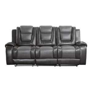 English Elm Modern Faux Leather Reclining Sofa with Fold-down Console and Dual Manual Recliners B011P228951
