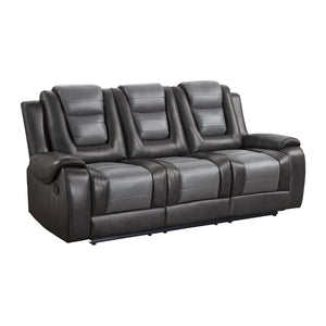 English Elm Modern Faux Leather Reclining Sofa with Fold-down Console and Dual Manual Recliners B011P228951