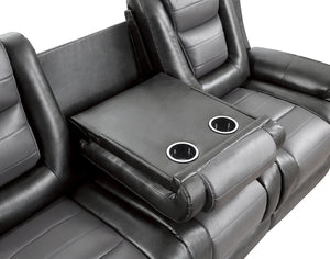 English Elm Modern Faux Leather Reclining Sofa with Fold-down Console and Dual Manual Recliners B011P228951