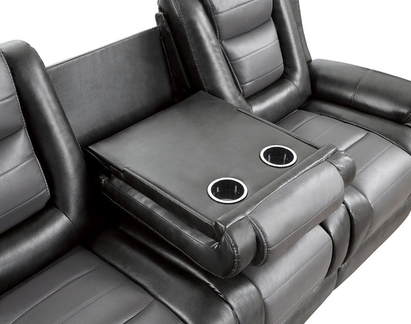 English Elm Modern Faux Leather Reclining Sofa with Fold-down Console and Dual Manual Recliners B011P228951