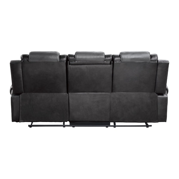 English Elm Modern Faux Leather Reclining Sofa with Fold-down Console and Dual Manual Recliners B011P228951