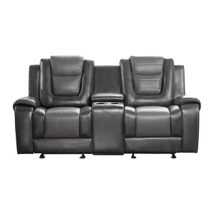 English Elm Modern Dual Glider Reclining Loveseat Faux Leather Console Cup Holders Gray B011P228952