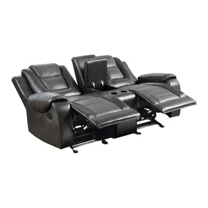 English Elm Modern Dual Glider Reclining Loveseat Faux Leather Console Cup Holders Gray B011P228952
