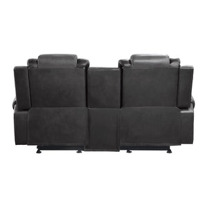 English Elm Modern Dual Glider Reclining Loveseat Faux Leather Console Cup Holders Gray B011P228952