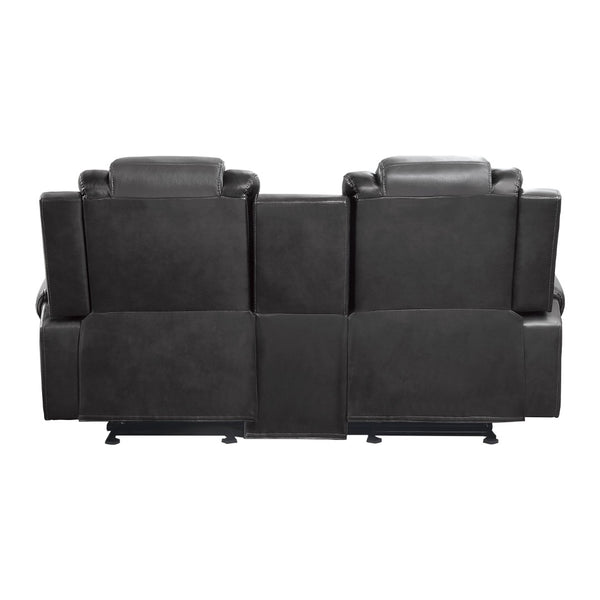 English Elm Modern Dual Glider Reclining Loveseat Faux Leather Console Cup Holders Gray B011P228952