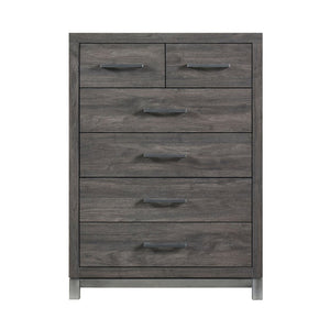 English Elm Modern Six Drawer Chest Melamine Build Antique Silver Accents for Stylish Bedrooms B011P255196