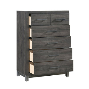 English Elm Modern Six Drawer Chest Melamine Build Antique Silver Accents for Stylish Bedrooms B011P255196