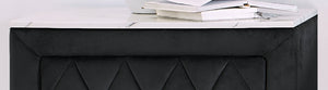 English Elm 1pc Glam Gray Fabric Nightstand Faux Marble Surface Crystal Tufted Two Drawer Bedside B011P265734