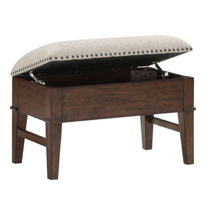 English Elm Classic Birch Veneer Cocktail Table with Drawers and Two Nailhead Ottoman Set B011P291495