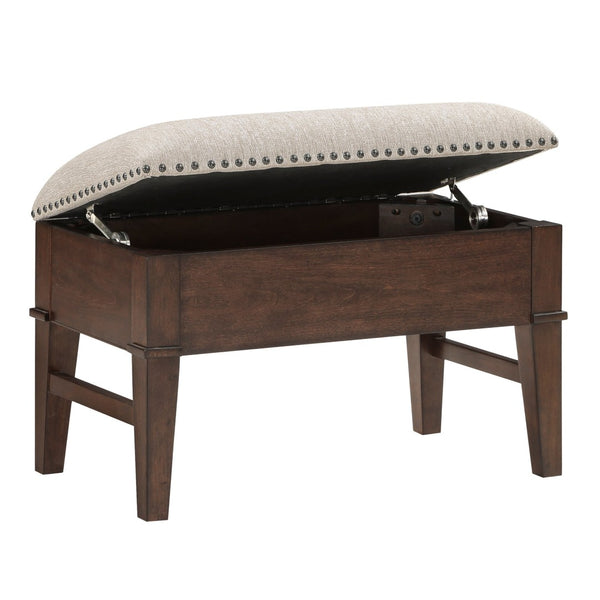 English Elm Classic Birch Veneer Cocktail Table with Drawers and Two Nailhead Ottoman Set B011P291495