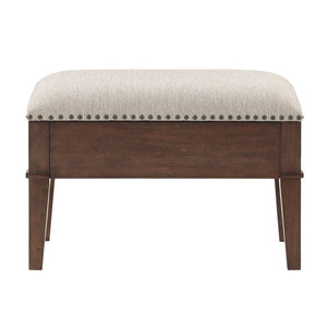 English Elm Classic Birch Veneer Cocktail Table with Drawers and Two Nailhead Ottoman Set B011P291495