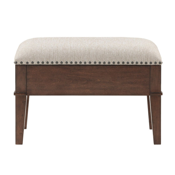English Elm Classic Birch Veneer Cocktail Table with Drawers and Two Nailhead Ottoman Set B011P291495