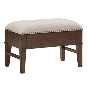 English Elm Classic Birch Veneer Cocktail Table with Drawers and Two Nailhead Ottoman Set B011P291495