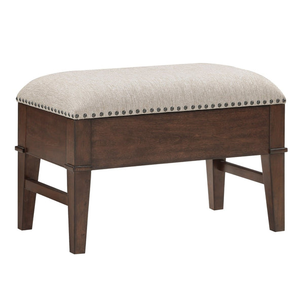 English Elm Classic Birch Veneer Cocktail Table with Drawers and Two Nailhead Ottoman Set B011P291495