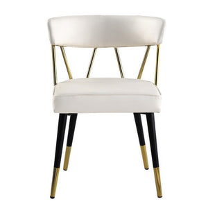English Elm Glam Ivory Faux Leather Dining Chairs with Gold Steel Legs Padded Upholstered Set B011P353086