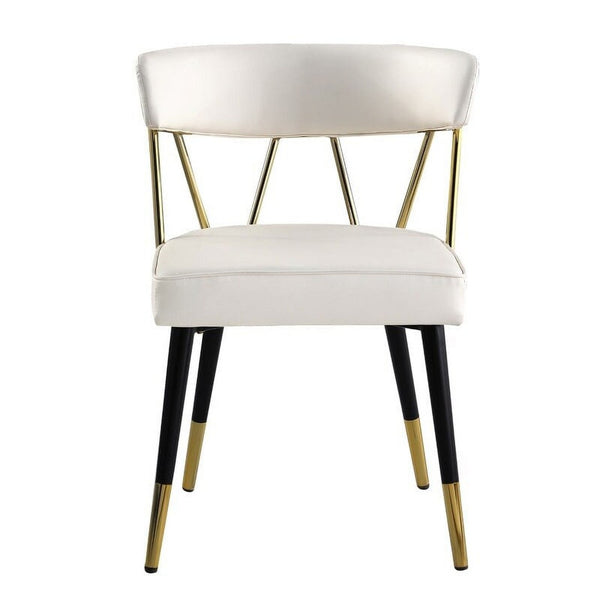 English Elm Glam Ivory Faux Leather Dining Chairs with Gold Steel Legs Padded Upholstered Set B011P353086