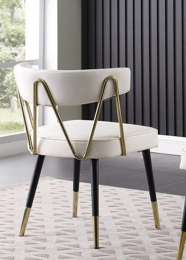 English Elm Glam Ivory Faux Leather Dining Chairs with Gold Steel Legs Padded Upholstered Set B011P353086