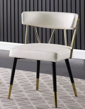 English Elm Glam Ivory Faux Leather Dining Chairs with Gold Steel Legs Padded Upholstered Set B011P353086